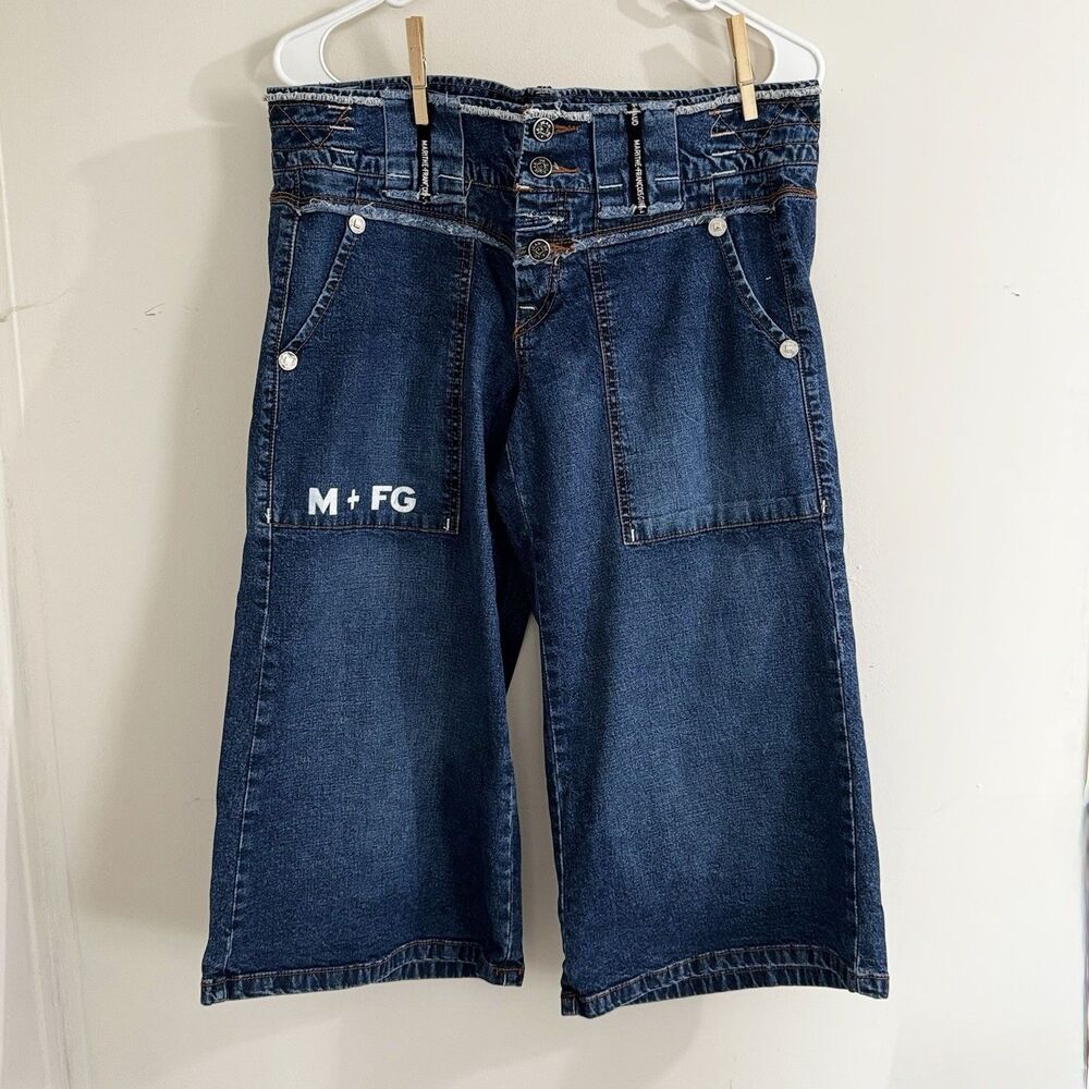 Marithe Francois Girbaud VTG Y2K Mens Baggy Denim Cargo Shorts Dark Wash M29